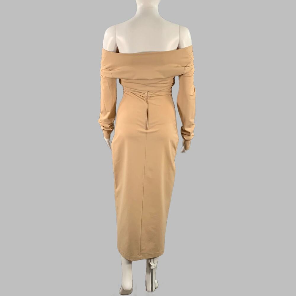SS23 1990 Re-issue Size 6 Beige Viscose Blend Strapless Crop Top Dress Set - Picture 5 of 10